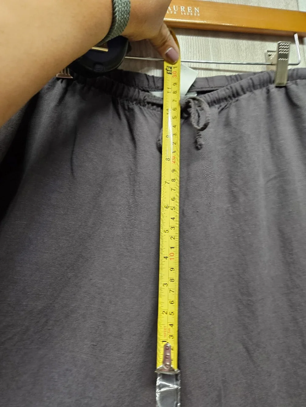 H&M Linen Blend Pull On Wide Leg Pants Drawstring Womens Size M Gray Relaxed